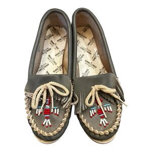 Minnetonka Thunderbird Softsole Moccasins grey size 7